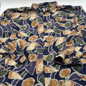 Chiamare 100% Silk Men’s XL Cool Design Short Sleeve Collared Button Down